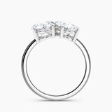 Toi et Moi Lab Grown Oval 1.50 ct and Round 1.75 ct Duo 2-Stone Engagement Ring in 14K White Gold