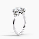 Toi et Moi Lab Grown Oval 1.50 ct and Round 1.75 ct Duo 2-Stone Engagement Ring in 14K White Gold