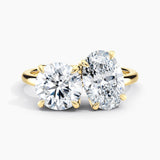 Toi et Moi Lab Grown Oval 1.50 ct and Round 1.75 ct Duo 2-Stone Engagement Ring in 14K White Gold