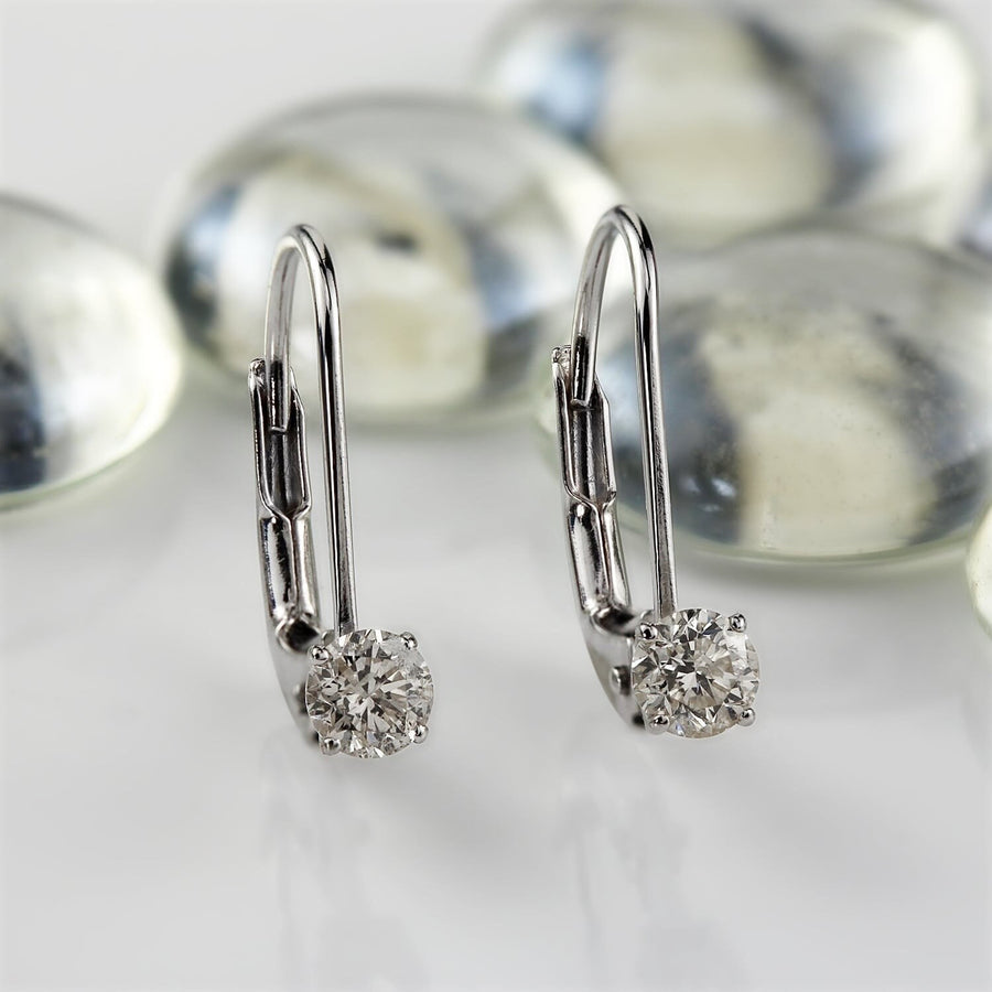 Simran Collection — 0.50 ct. tw Lab Grown Diamond Stud Earrings Set with 4-Prong Basket Lever Back in 14K Gold (E-F, SI)
