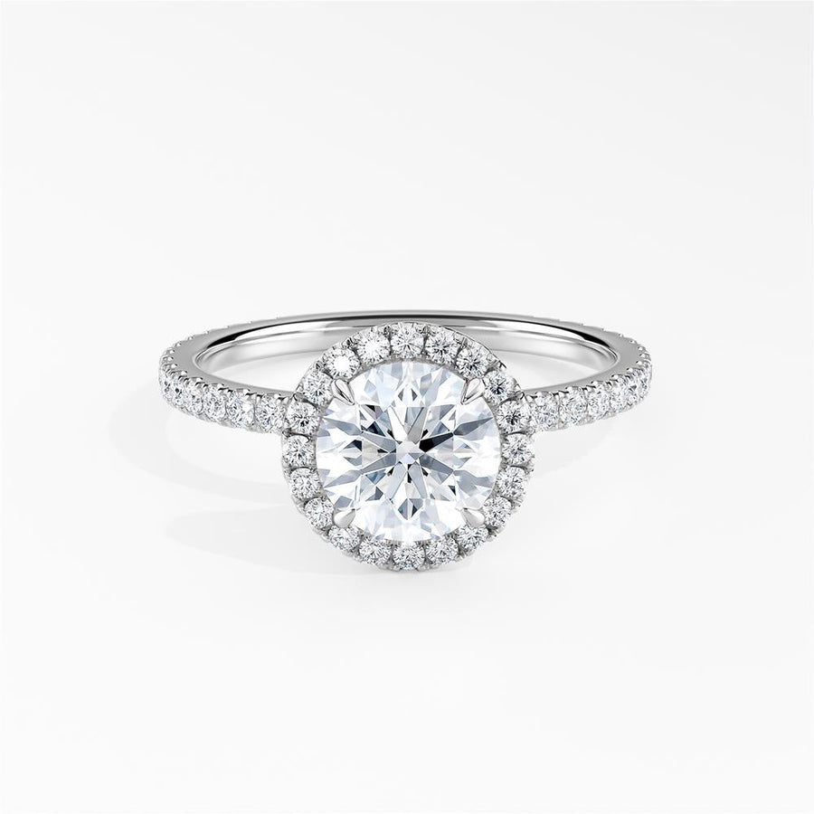 Simran Collection — Halo 1.00 ct. Center Round Lab Grown Diamond Engagement Ring in 14K White Gold