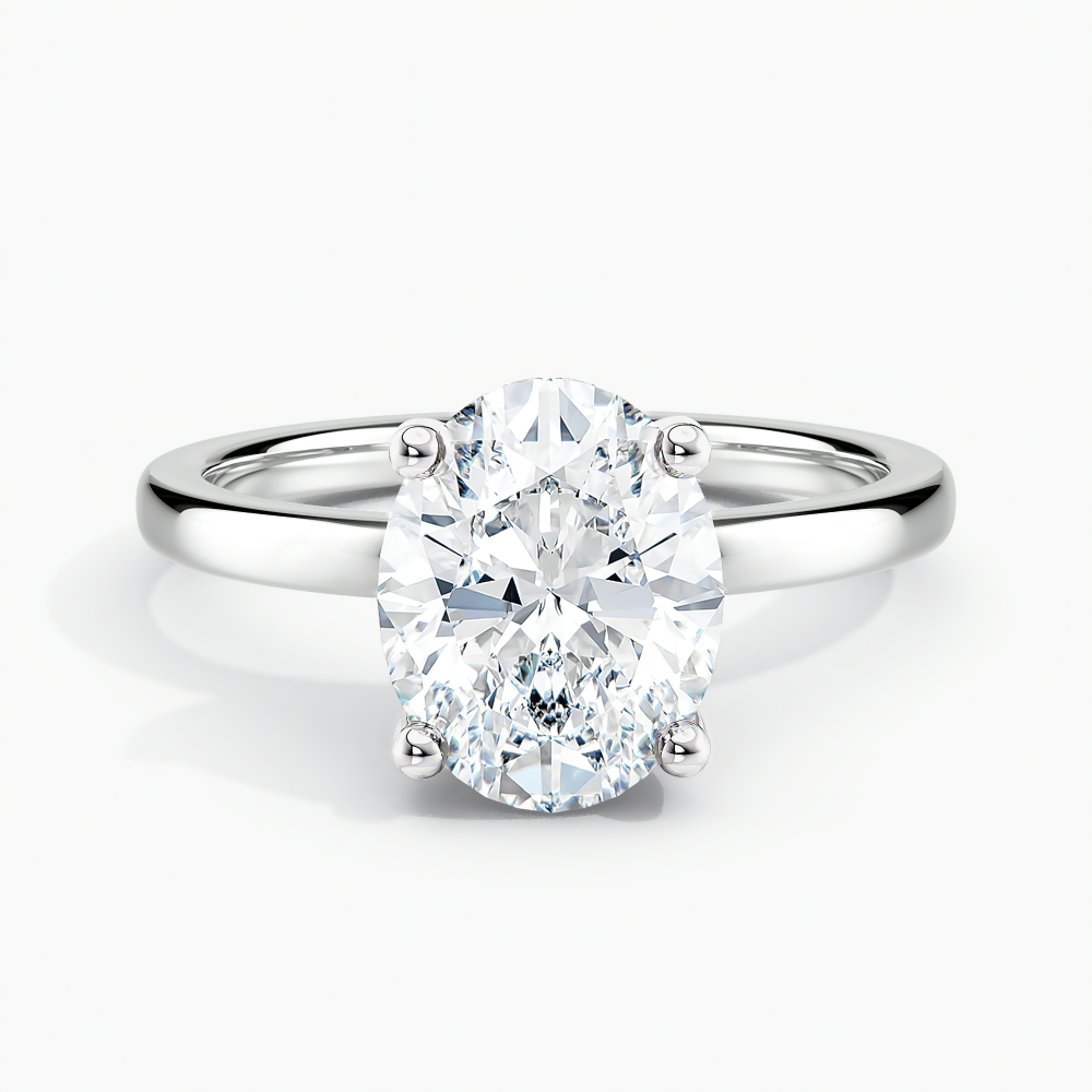 Simran Collection — Under Halo 1.00 ct. Center Oval Lab Grown Diamond Engagement Ring in 14K White Gold