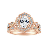 Halo 1.00 ct. Center Oval Lab Grown Vintage Diamond Engagement Ring in 14K White Gold