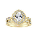 Halo 1.00 ct. Center Oval Lab Grown Vintage Diamond Engagement Ring in 14K White Gold