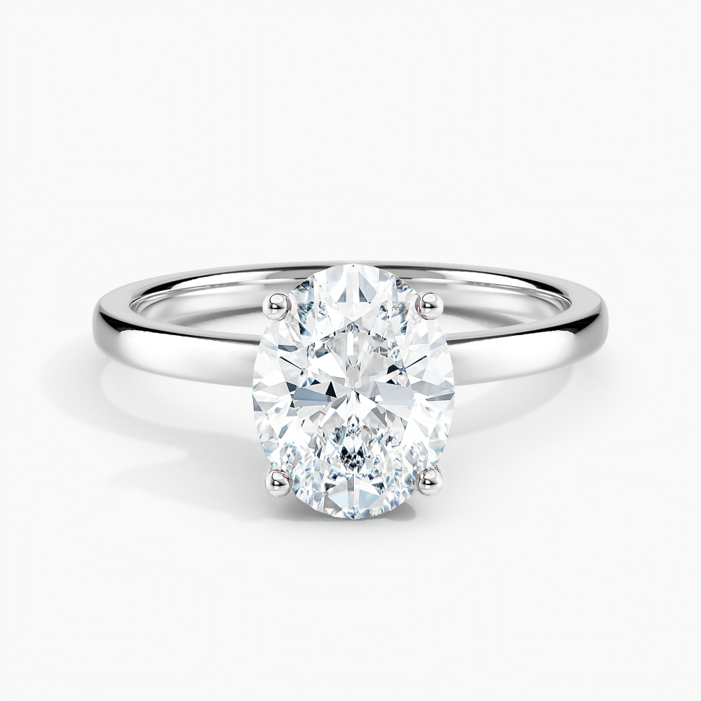 Simran Collection — Under Halo 1.00 ct. Center Oval Lab Grown Diamond Engagement Ring in 14K White Gold