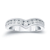 Chanel Set 0.25 ct Lab Grown Diamond Curved Wedding Ring in 14K White Gold