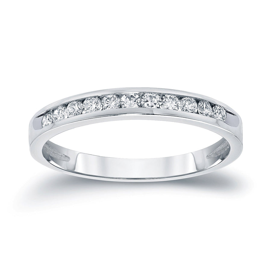 Simran Collection — Classic Chanel Set Lab Grown Diamond Wedding Ring in 14K White Gold