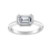 Solitaire Ring 1.50 ct. tw. Lab Grown Emerald Diamond (H-I, VS) in 14k White Gold Half Bezel