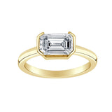 Solitaire Ring 1.50 ct. tw. Lab Grown Emerald Diamond (H-I, VS) in 14k White Gold Half Bezel